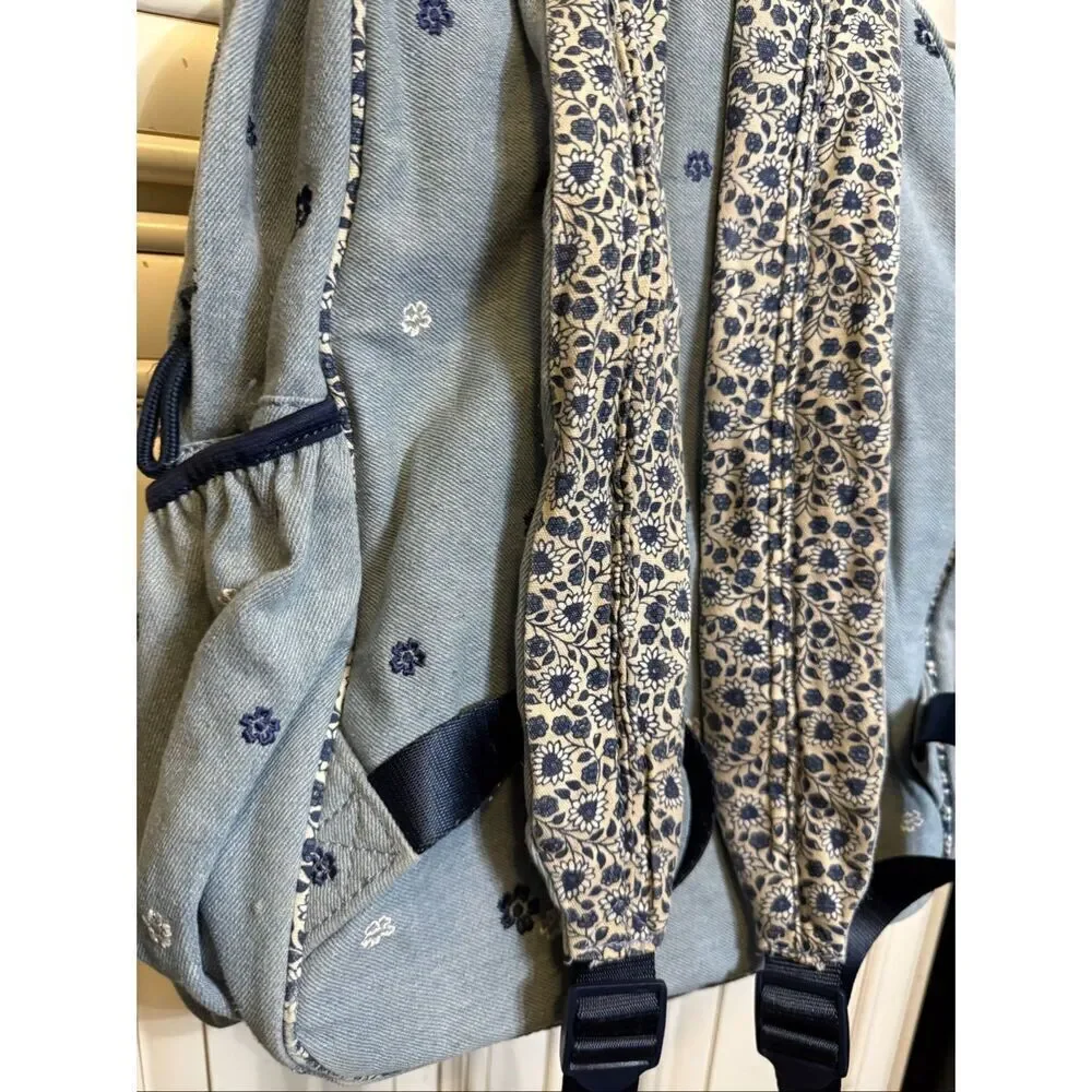 J. Crew Crewcuts Girls Embroidered Flower Chambray Backpack Blue OS